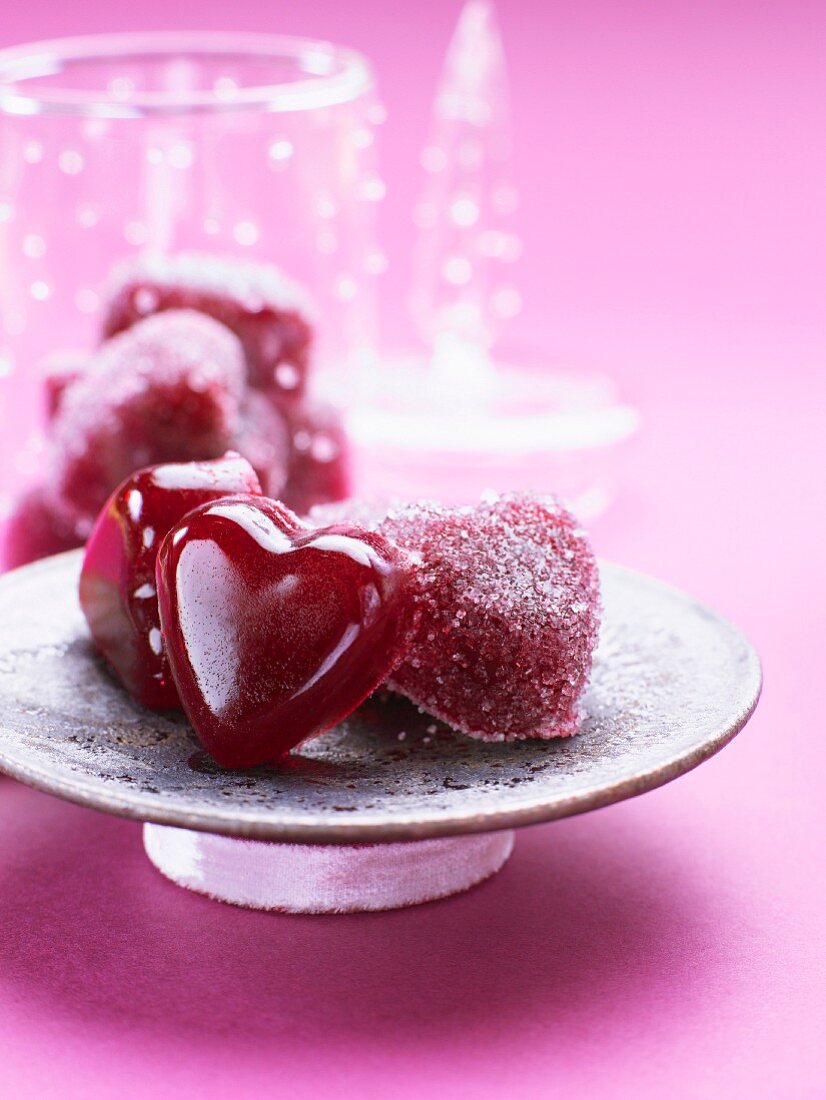 Heart shaped red candies