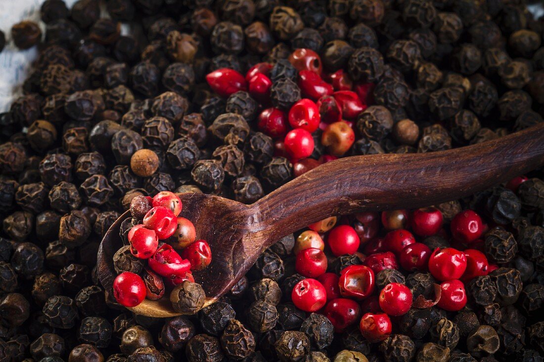Red and black peppercorns