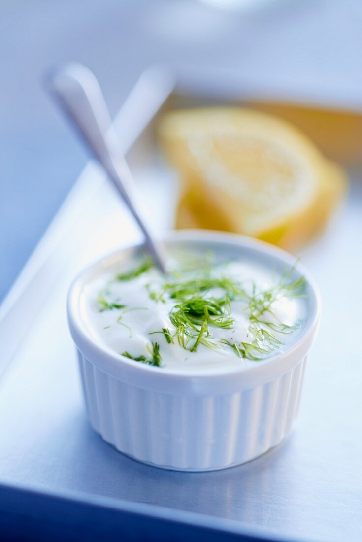 Yoghurt sauce with fennel tops