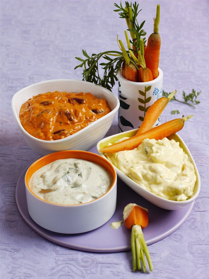 Carrots with assorted dips