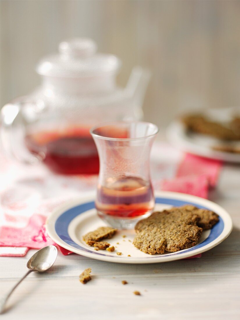 Tea biscuits and raspberry tea