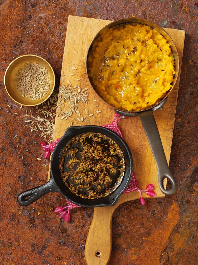 Tadka daal with toasted fennel seeds (India)