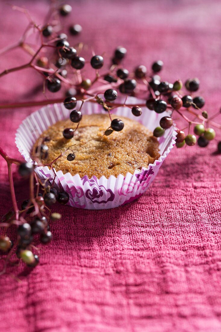 Muffin mit Holunderbeerengelee im Teig