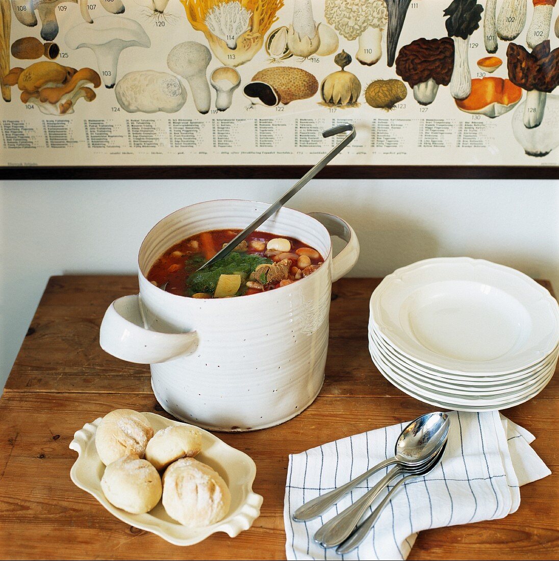 Vegetable soup in a stockpot