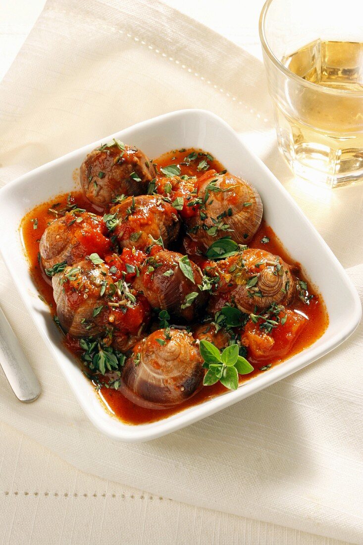Snails with tomato sauce, Italy