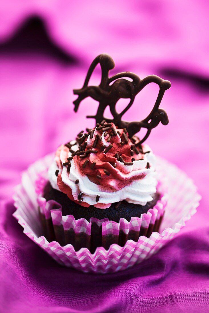 Chocolate cupcake for Valentine's Day