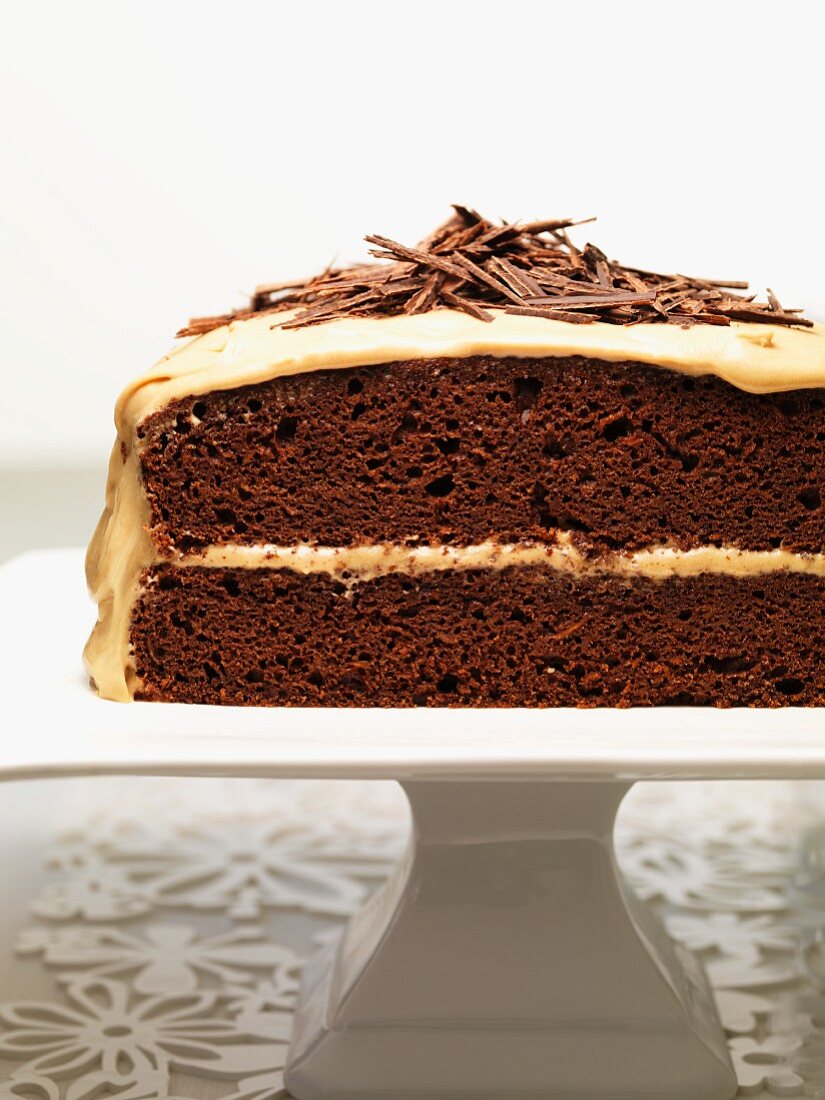 Chocolate and carrot cake with grated chocolate