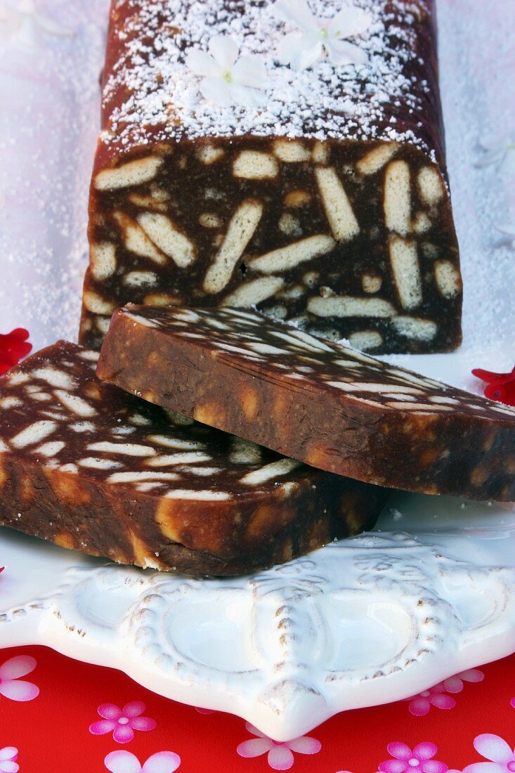 'Salami' cake (chocolate biscuit cake)