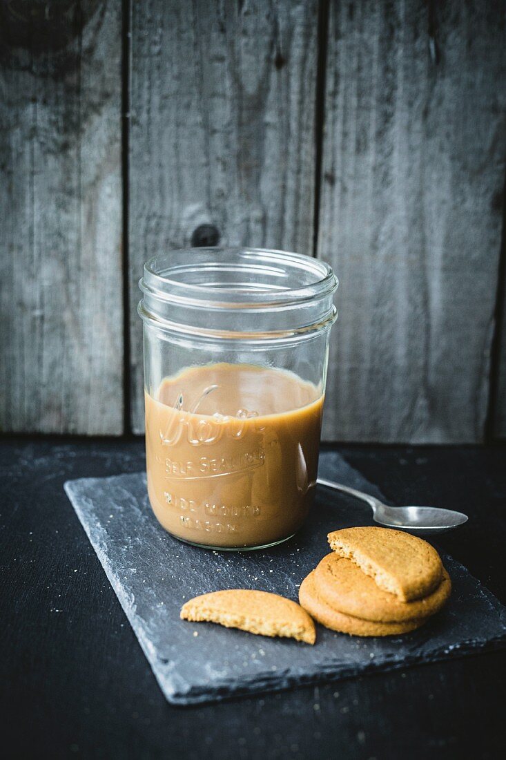 Ginger biscuits and a jar of ready-made coffee