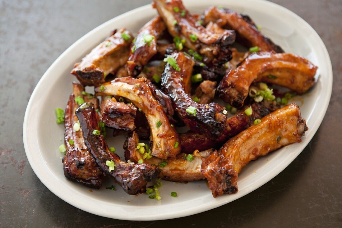 A Large Plate of Honey Roasted Ribs
