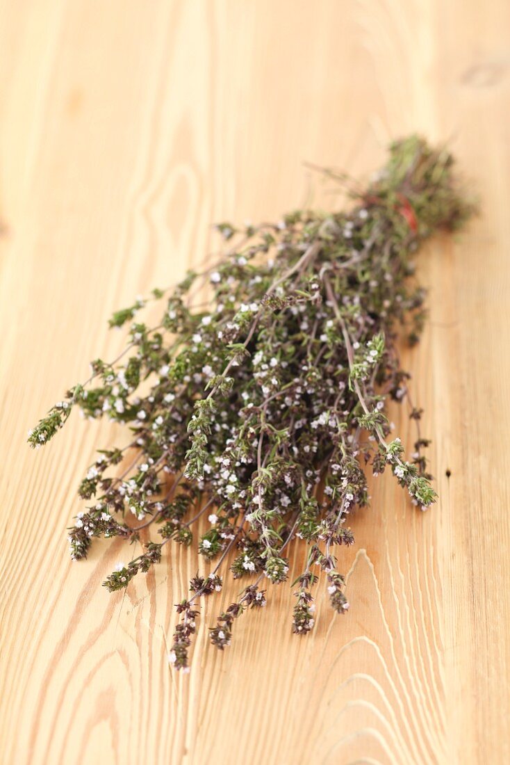 Fresh savory with flowers