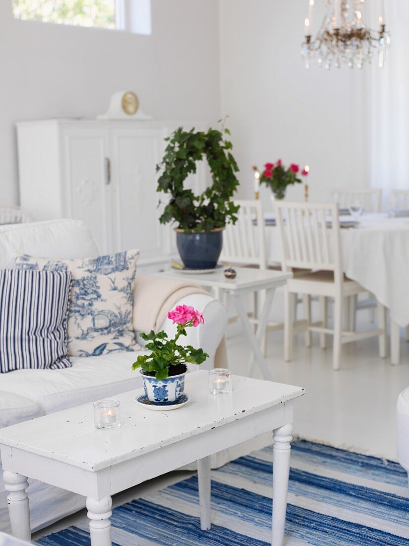 Swedish-style, blue & white interior