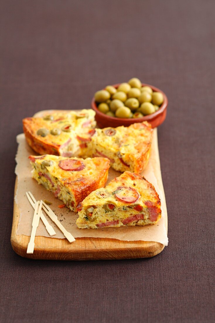 Frittata with sausage and olives
