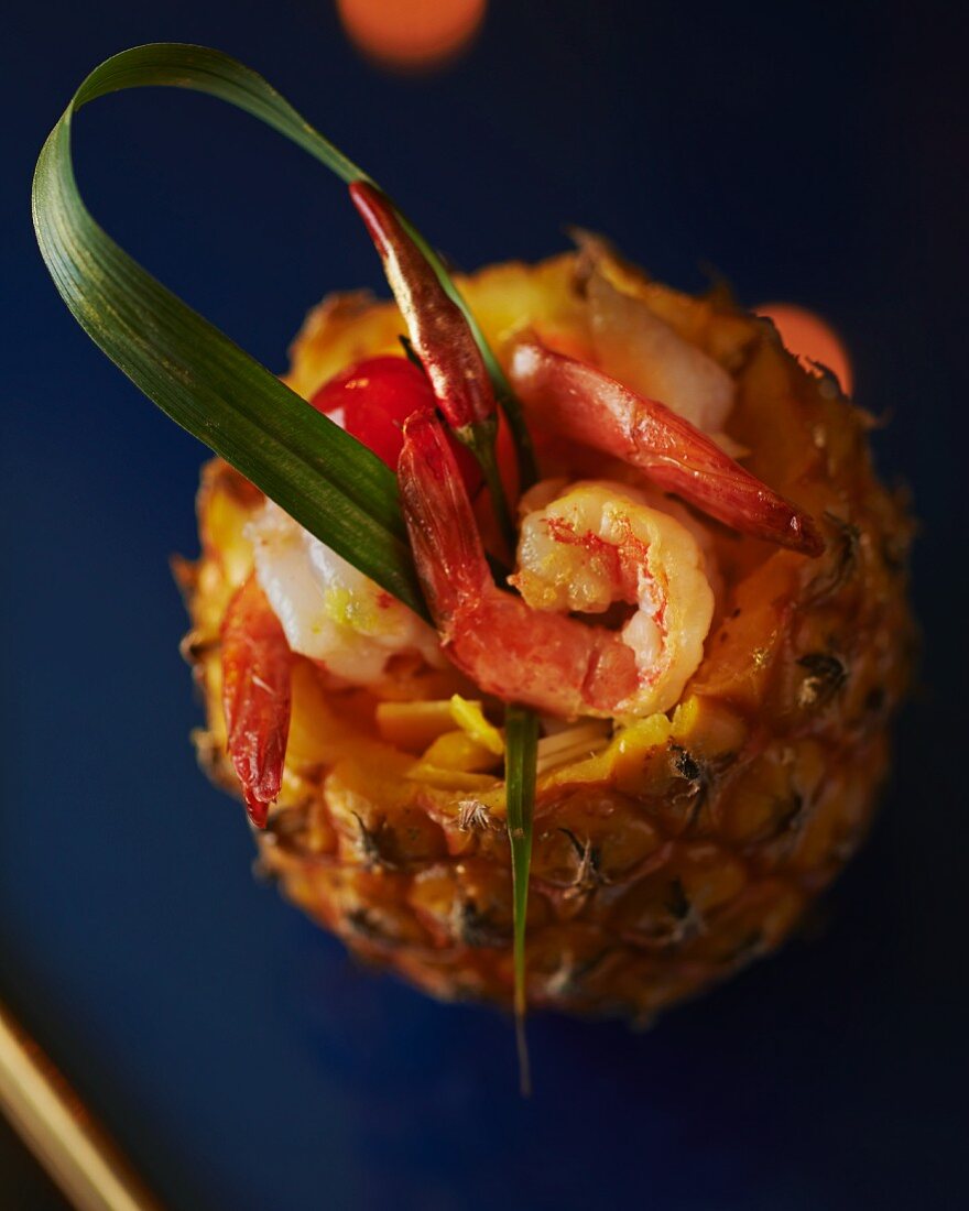 Pineapple filled with prawns