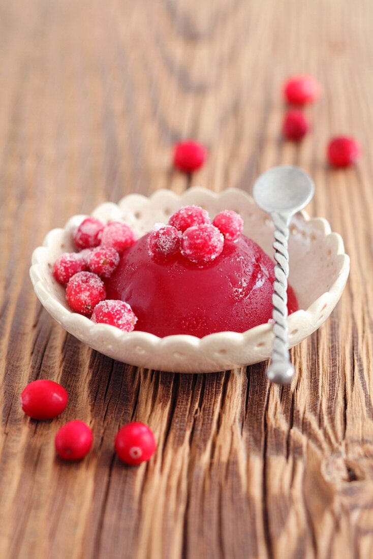 Cranberry jelly with candied cranberries