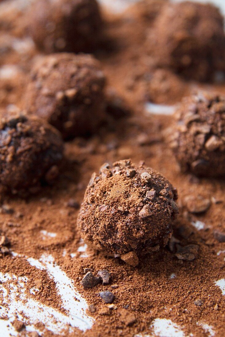 Truffles with cocoa nibs