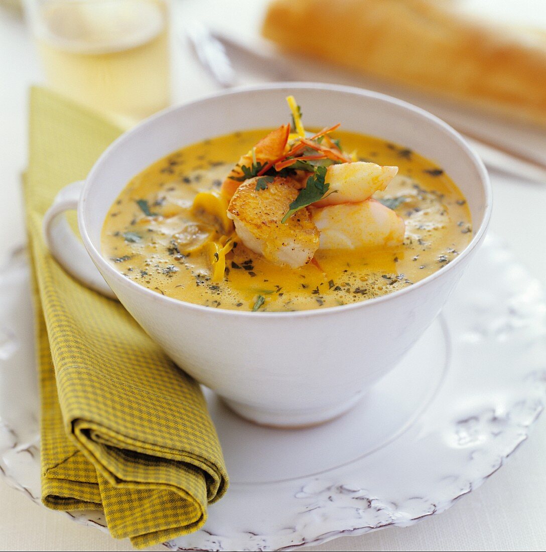 Fish soup with herbs and carrots