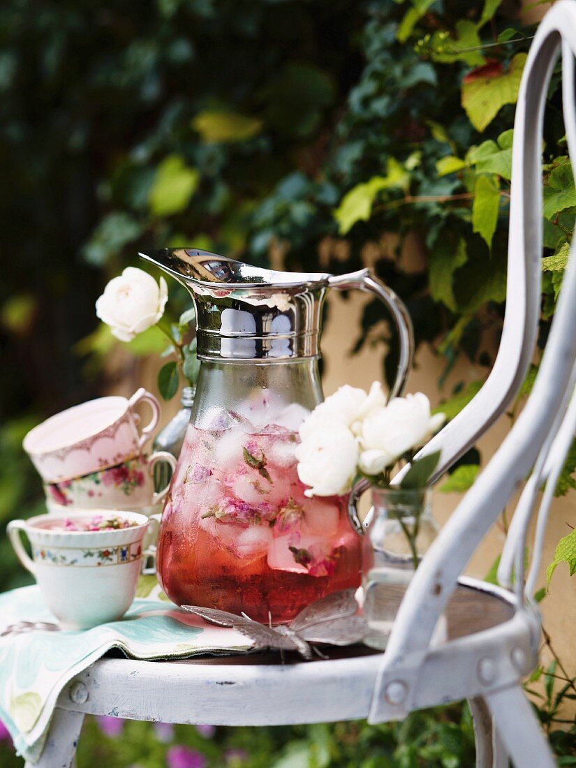 Rose petal punch in vintage jug