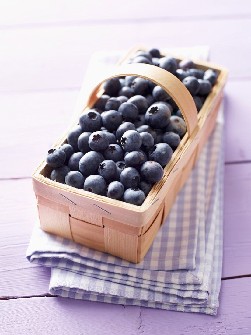 Blueberries in a wooden basket