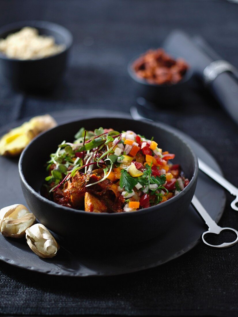 Hähnchencurry mit Harissa-Mandeln und Quinoa (Marokko)