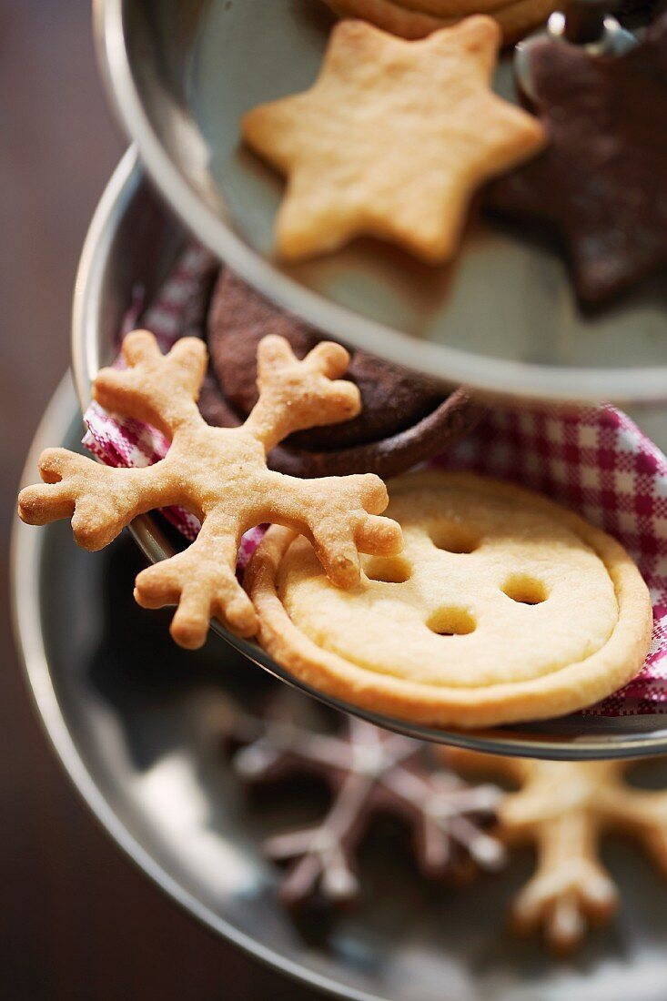 Biscuits on a tiered cake stand