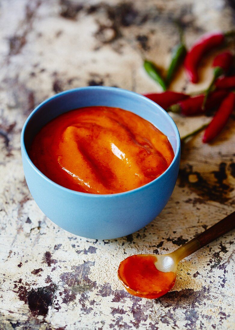 A sauce made from chillies and peppers