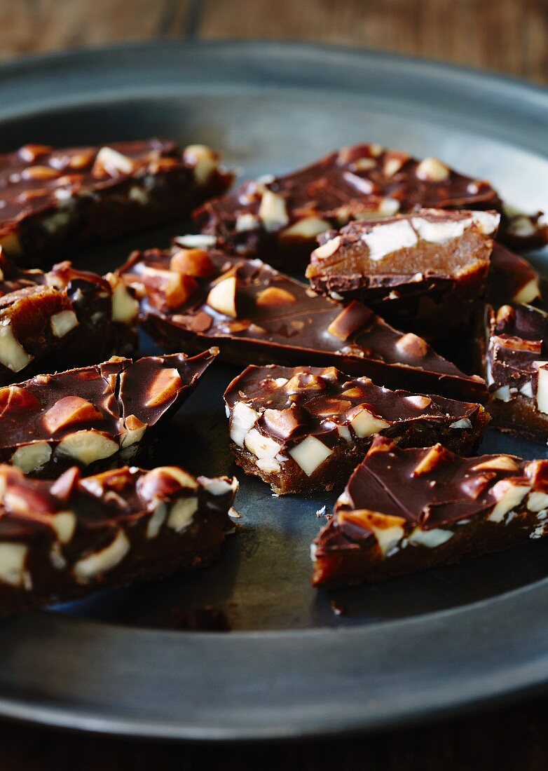 Chocolate and caramel chunks with nuts
