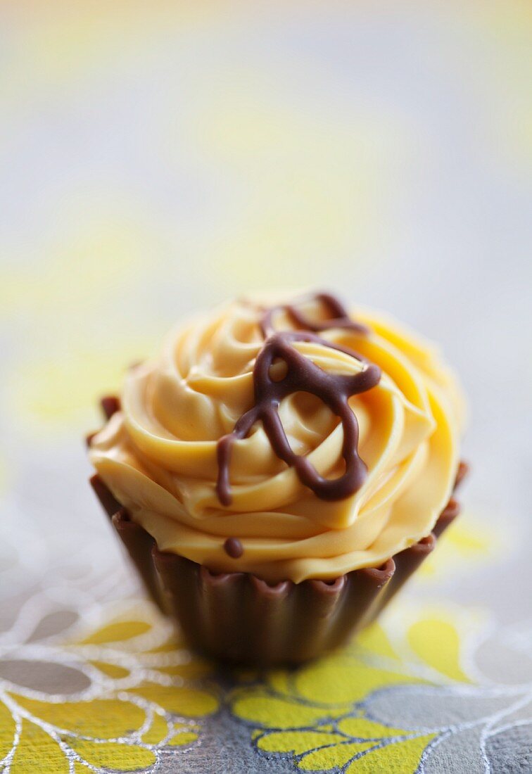 A chocolate and caramel praline