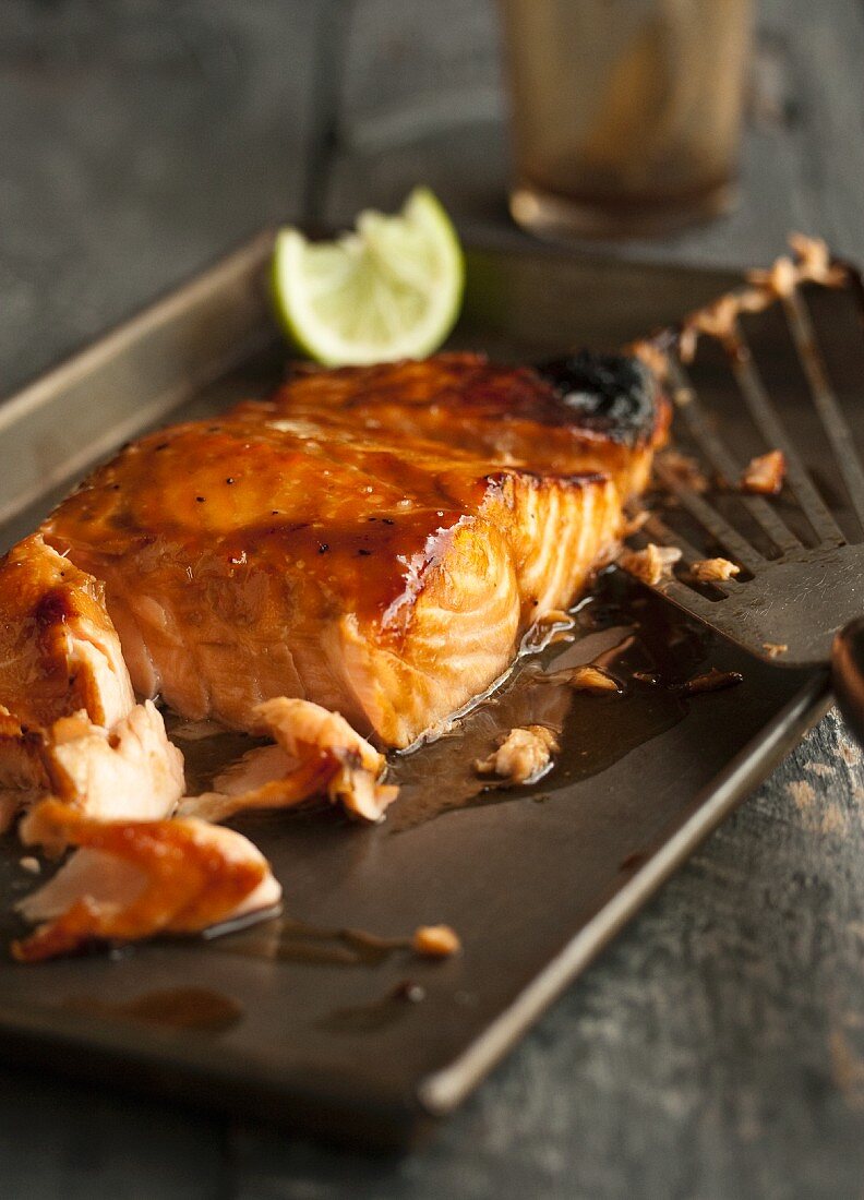 Grilled salmon fillet with miso