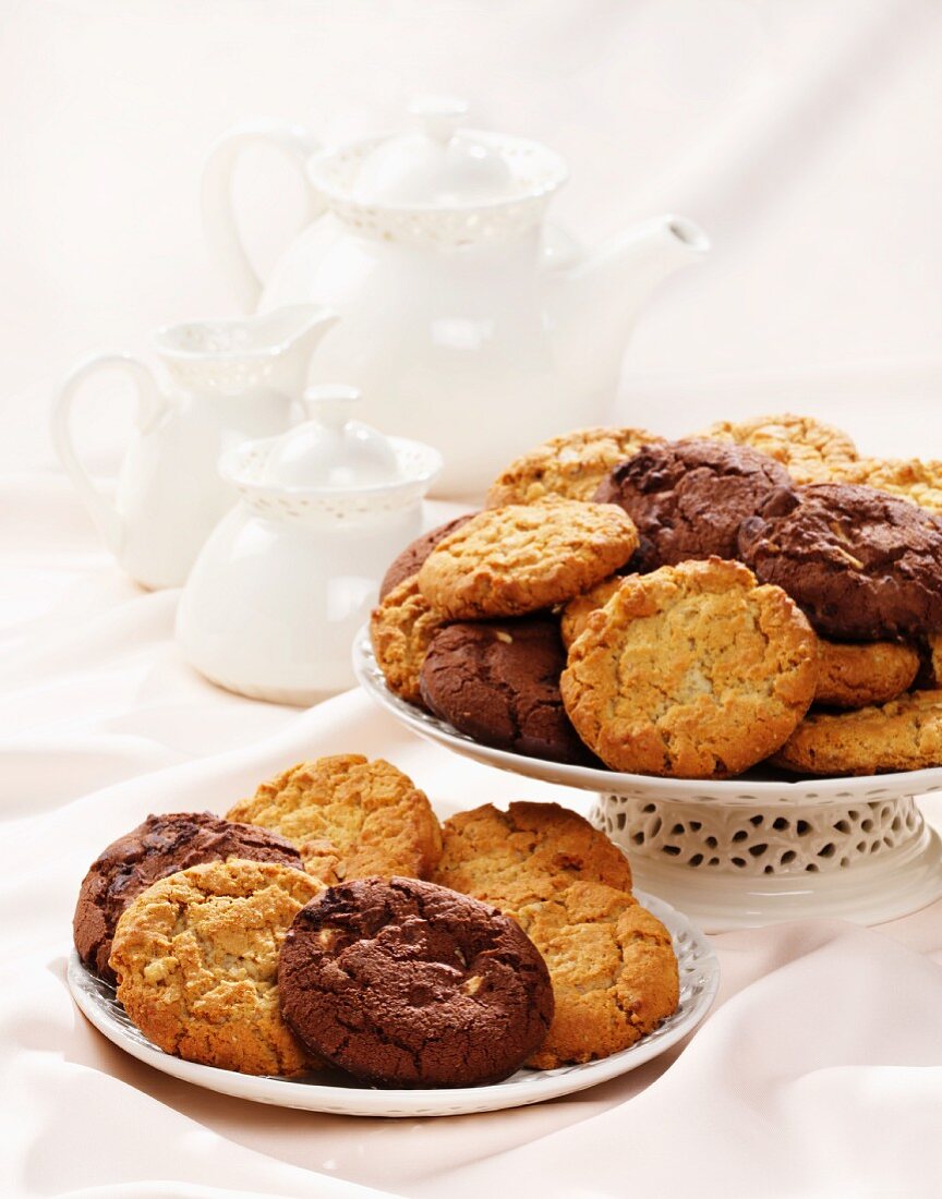 Assorted biscuits with tea