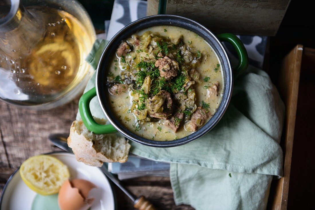 Lammfrikassee mit Avgolemono (Griechenland)