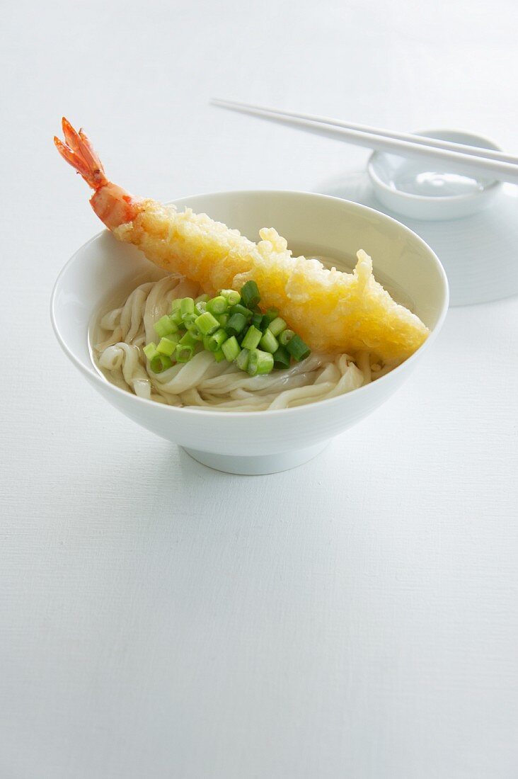 Ramen noodles with a tempura prawn (Japan)
