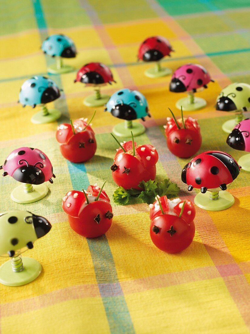 Tomato ladybirds for a children's party