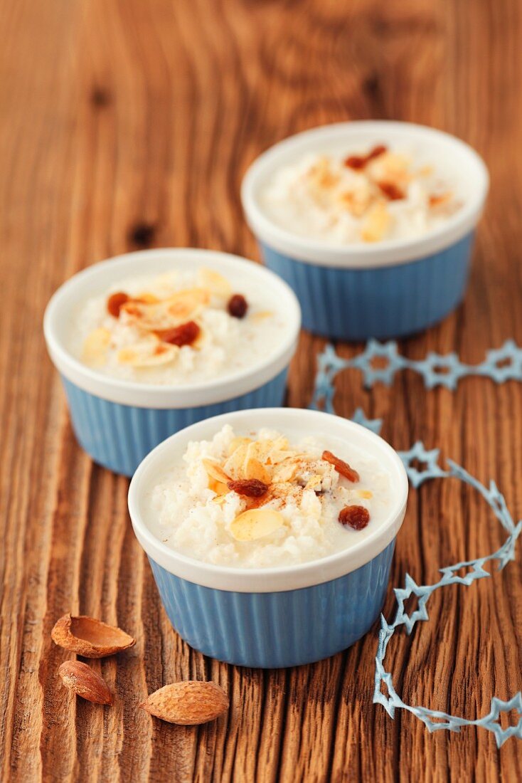 Sweet almond soup with rice for Christmas