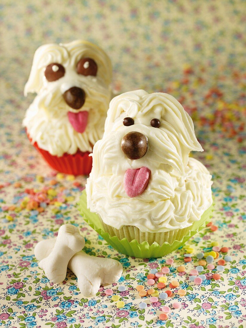Two dog cupcakes