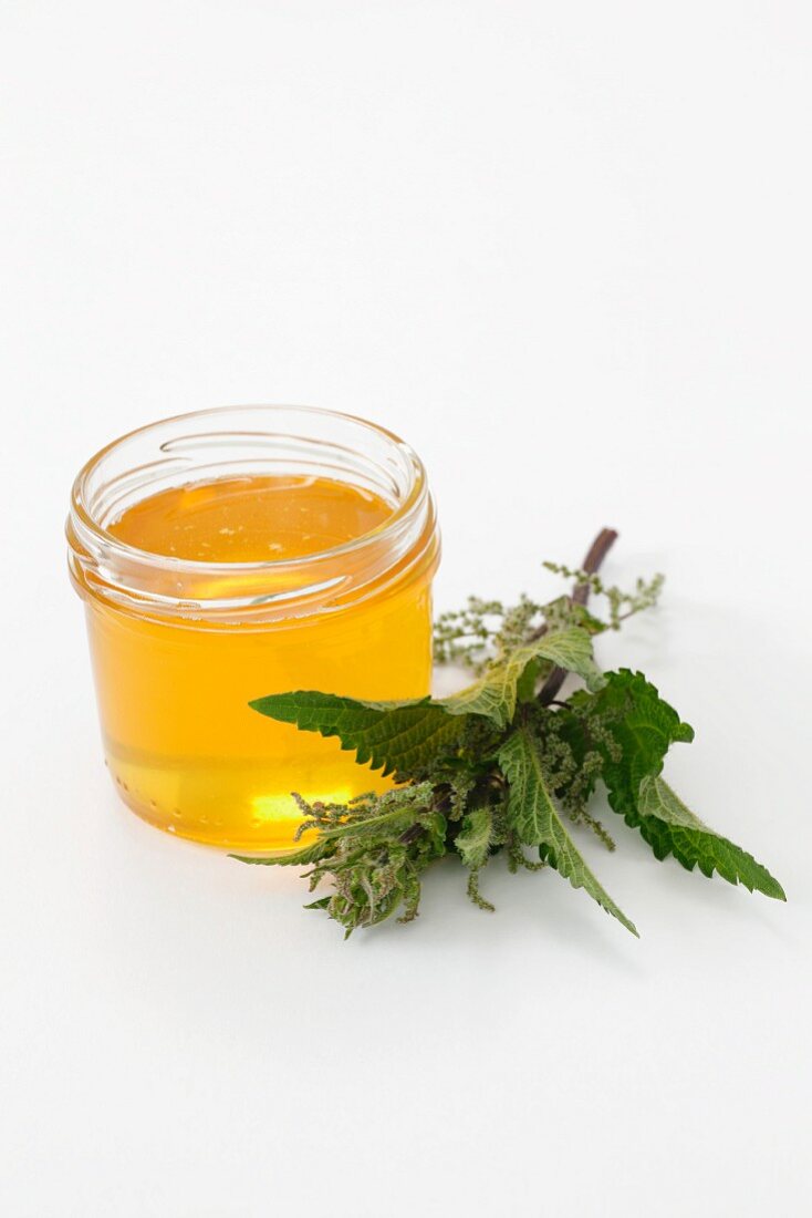 Honey and fresh stinging nettles