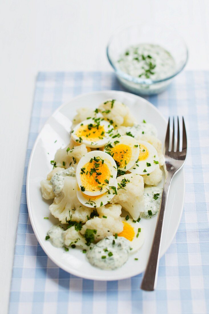 Cauliflower with egg and herb sauce