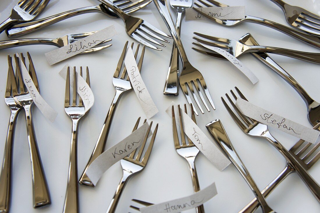 Forks and name tags