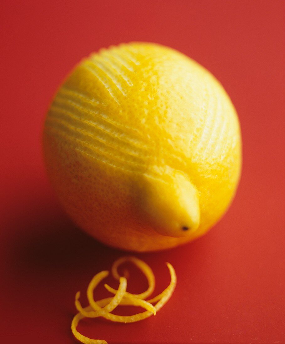 A lemon with grated zest