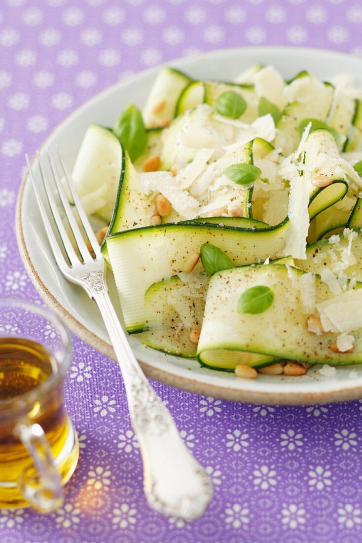 Carpaccio of courgette with mint and parmesan