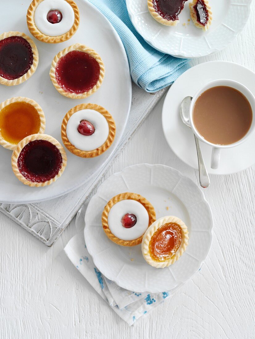 Jam tarts with a cup of tea