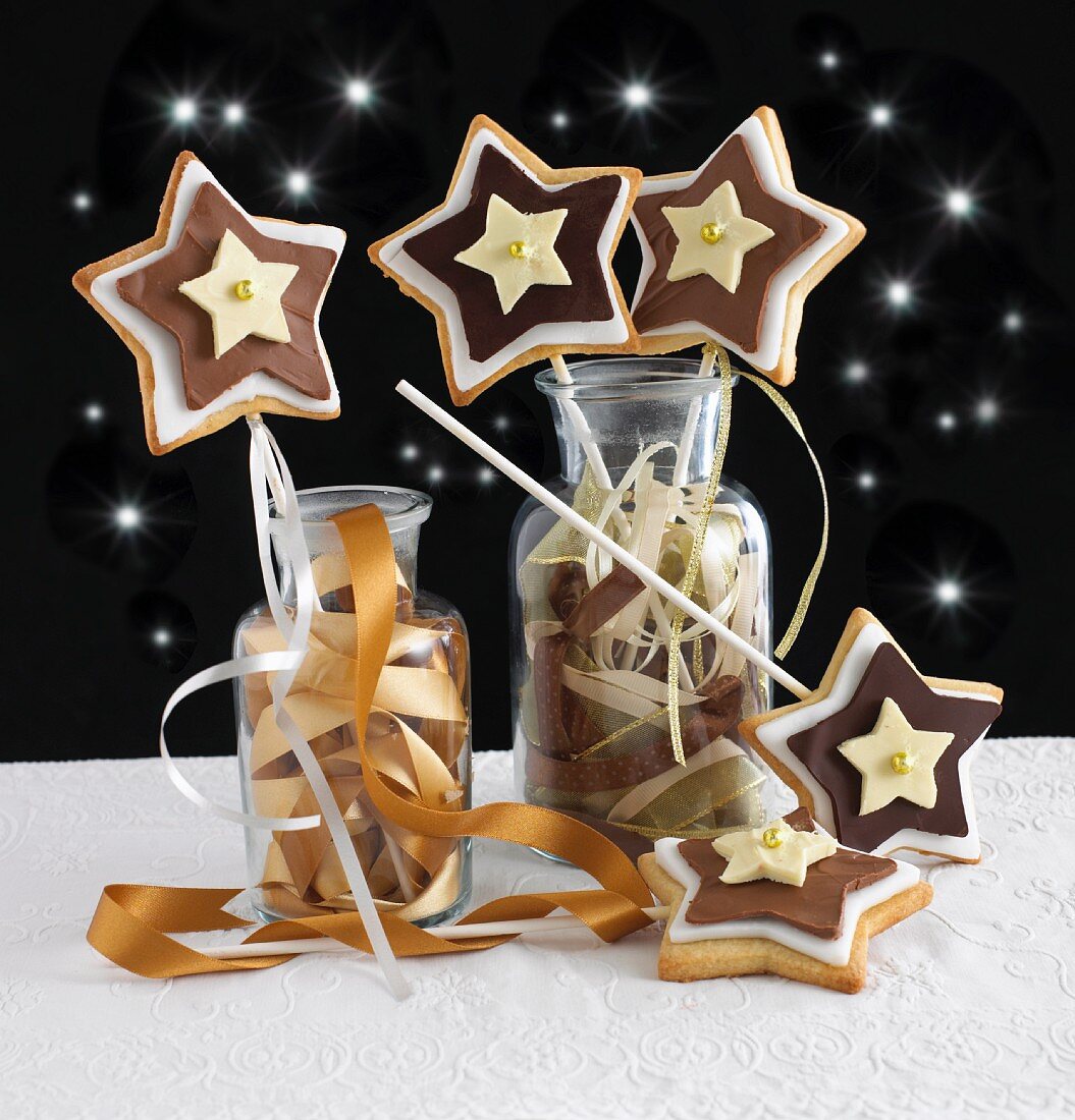 Christmas star cookies on sticks
