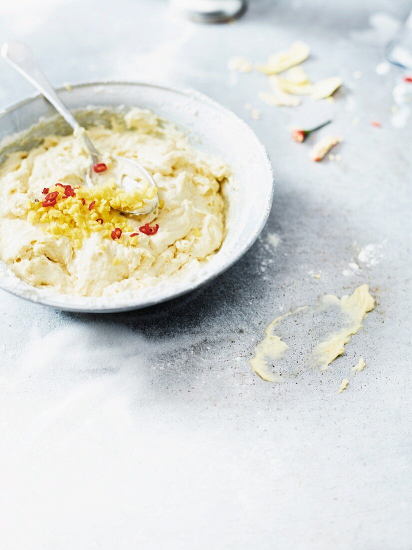 Dough for Mutzen (German Karneval pastries) with chilli