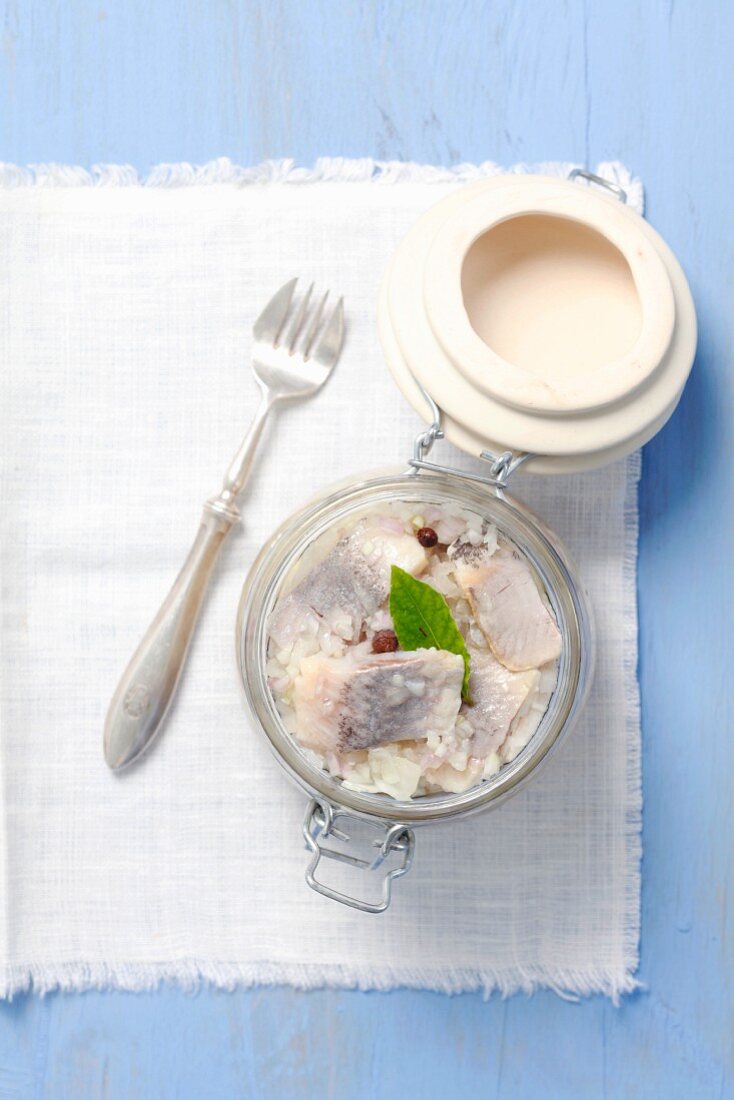 Pickled herring morsels with onions