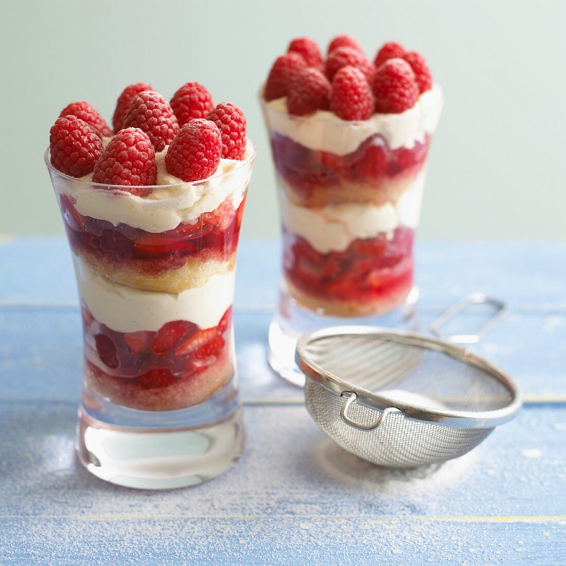 Summer trifles with raspberries