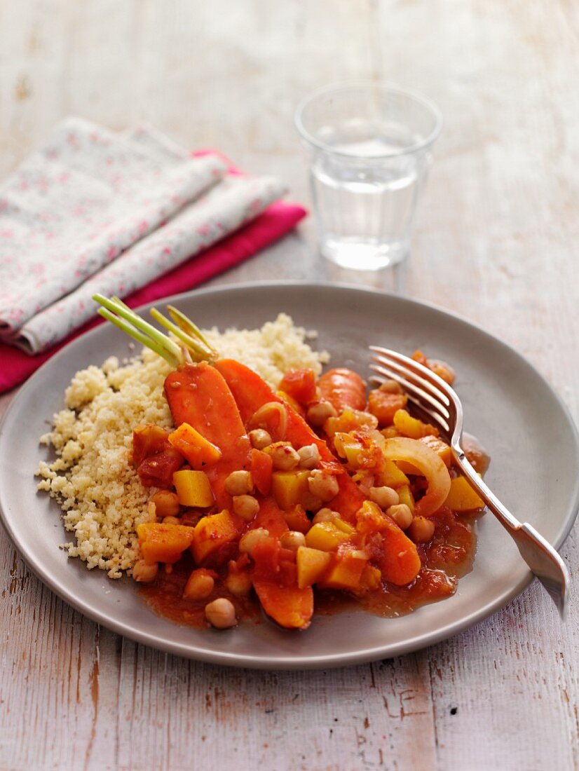 Carrot Chickpea Stew with Couscous