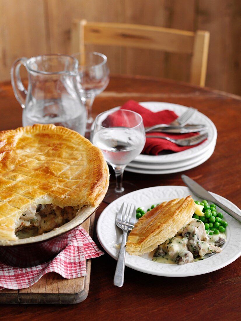 Chicken Puff Pie with Mushrooms and Tarragon