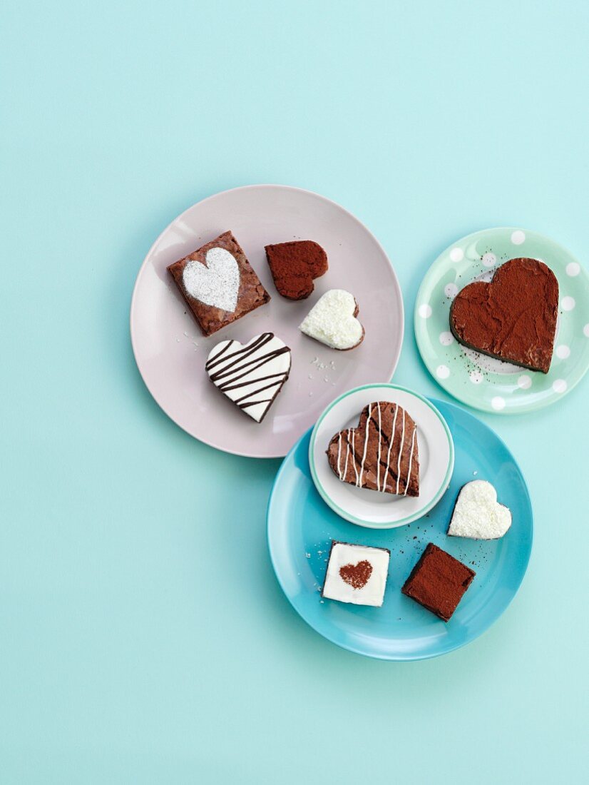 Assorted chocolate tartlets and biscuits