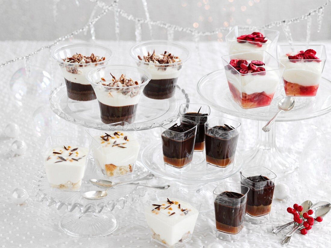 A buffet with assorted Christmas desserts