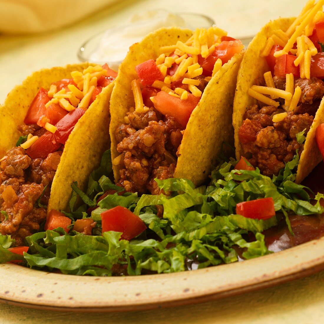 Ground Sausage Tacos with Cheese and Tomato